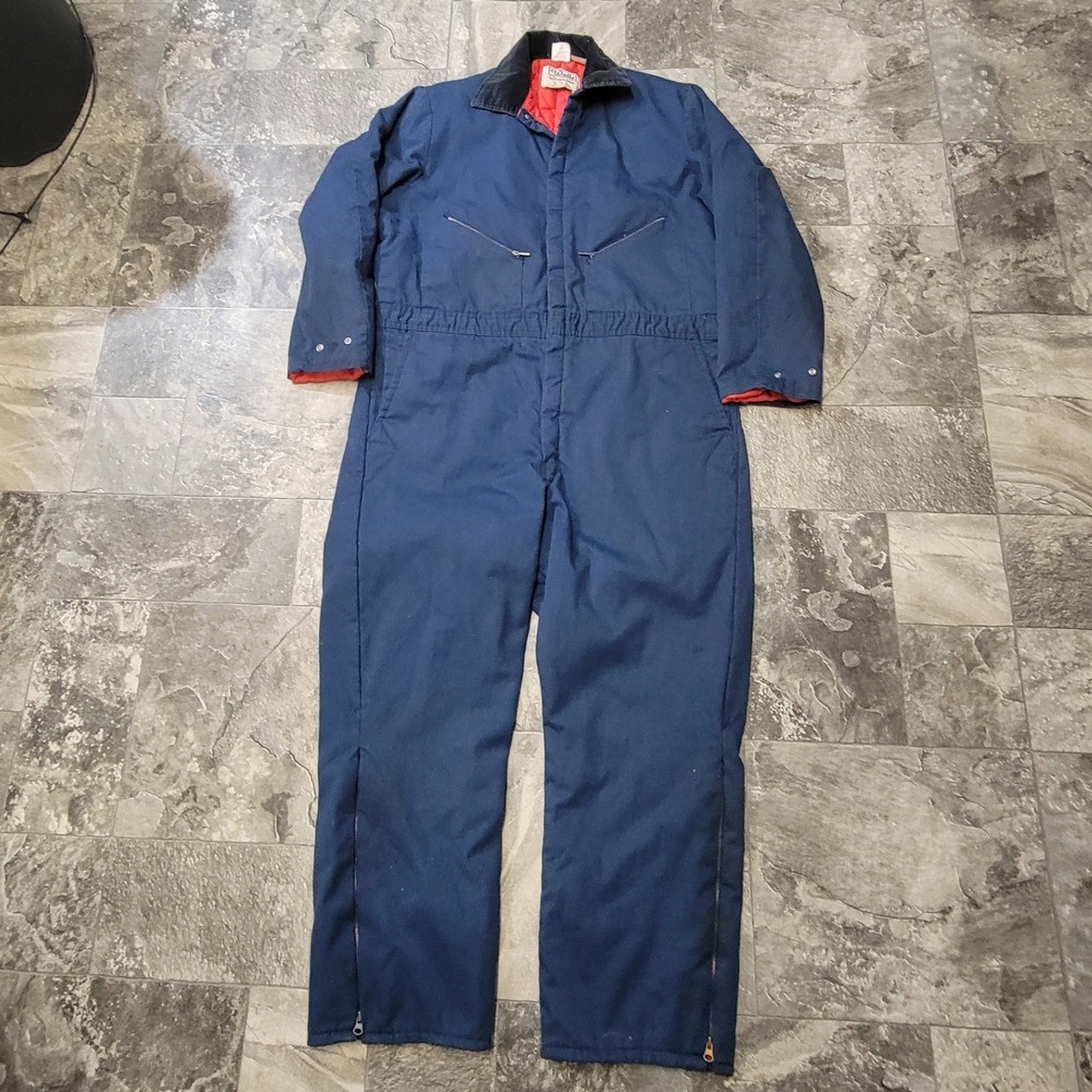 Vintage 90s Walls Blizzard-Pruf Coveralls Navy Blue Insulated Workwear 2XL Reg‎